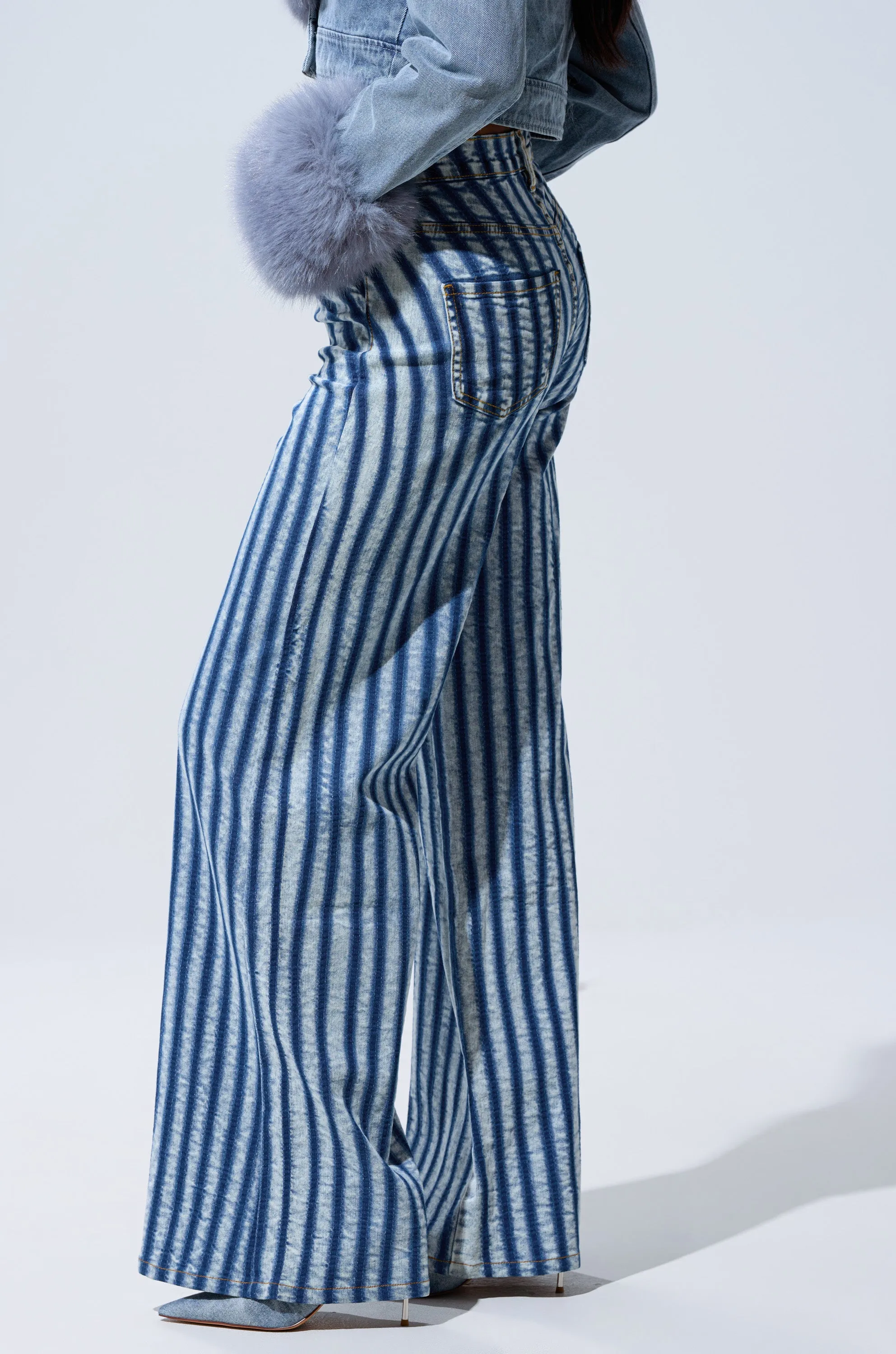LETS GET CRAZY STRIPE WIDE LEG DENIM sold by AKIRA product image thumbnail 5