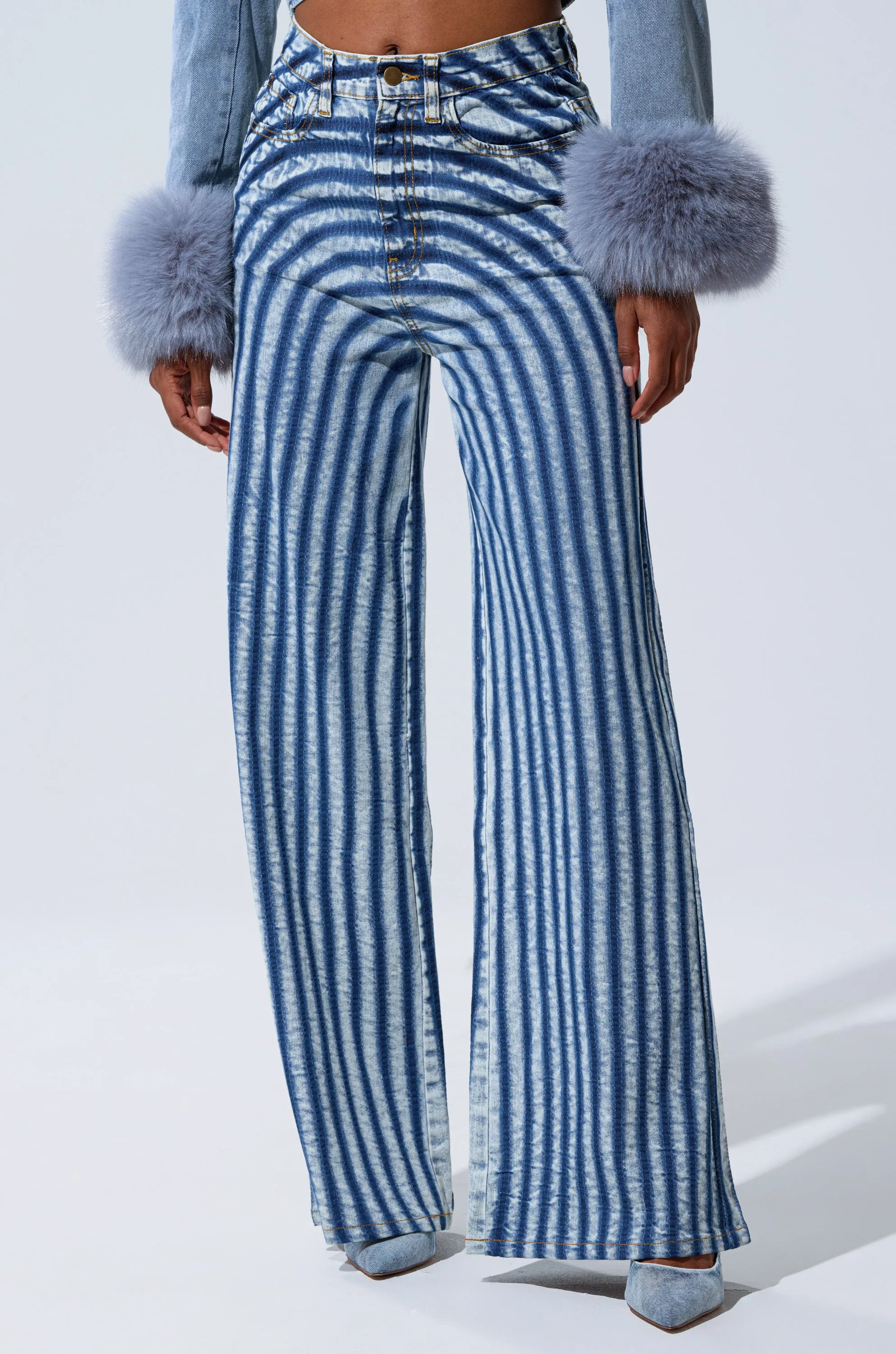 LETS GET CRAZY STRIPE WIDE LEG DENIM sold by AKIRA product image thumbnail 4