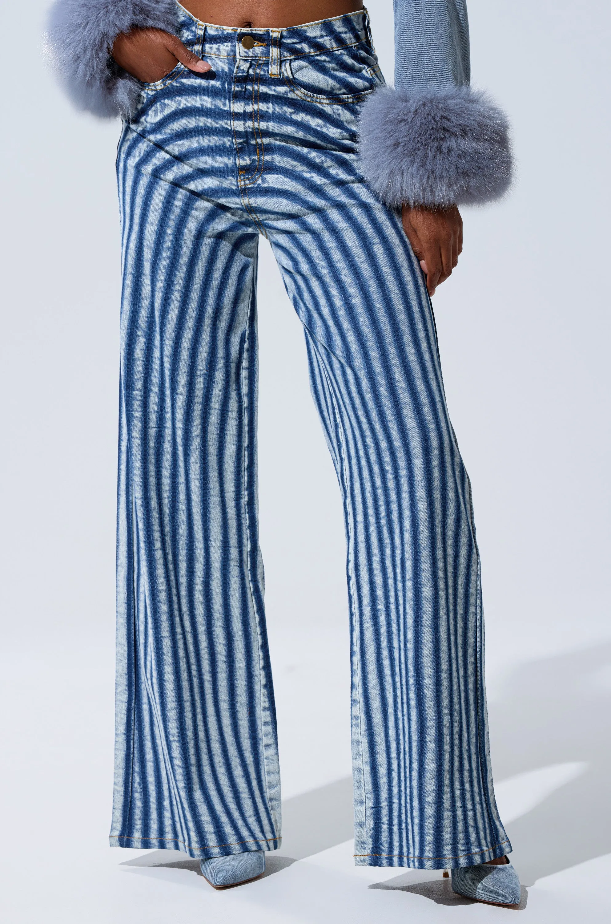 LETS GET CRAZY STRIPE WIDE LEG DENIM sold by AKIRA product image thumbnail 3