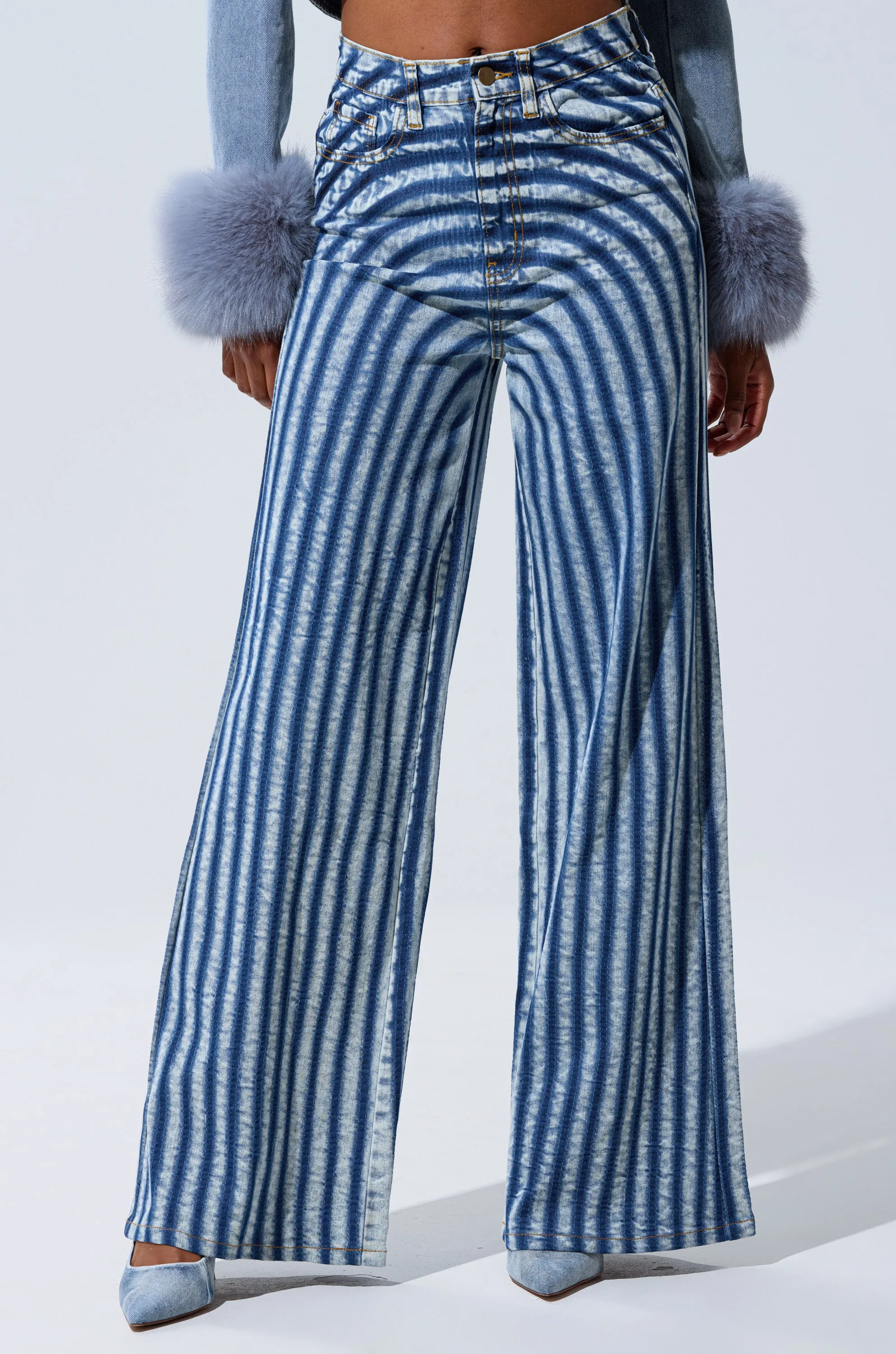 LETS GET CRAZY STRIPE WIDE LEG DENIM sold by AKIRA product image thumbnail 2