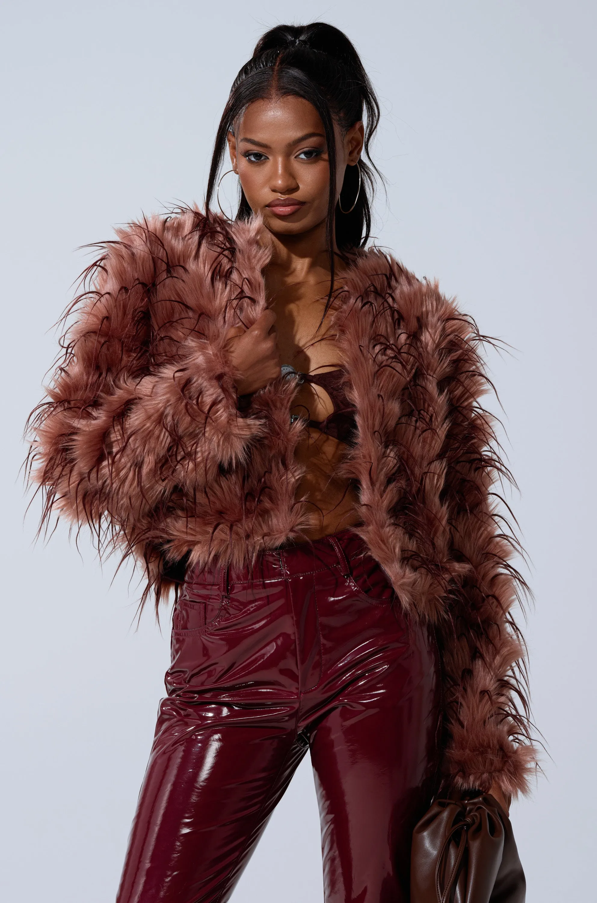 PIPER TEXTURED FAUX FUR COAT sold by AKIRA product image thumbnail 2