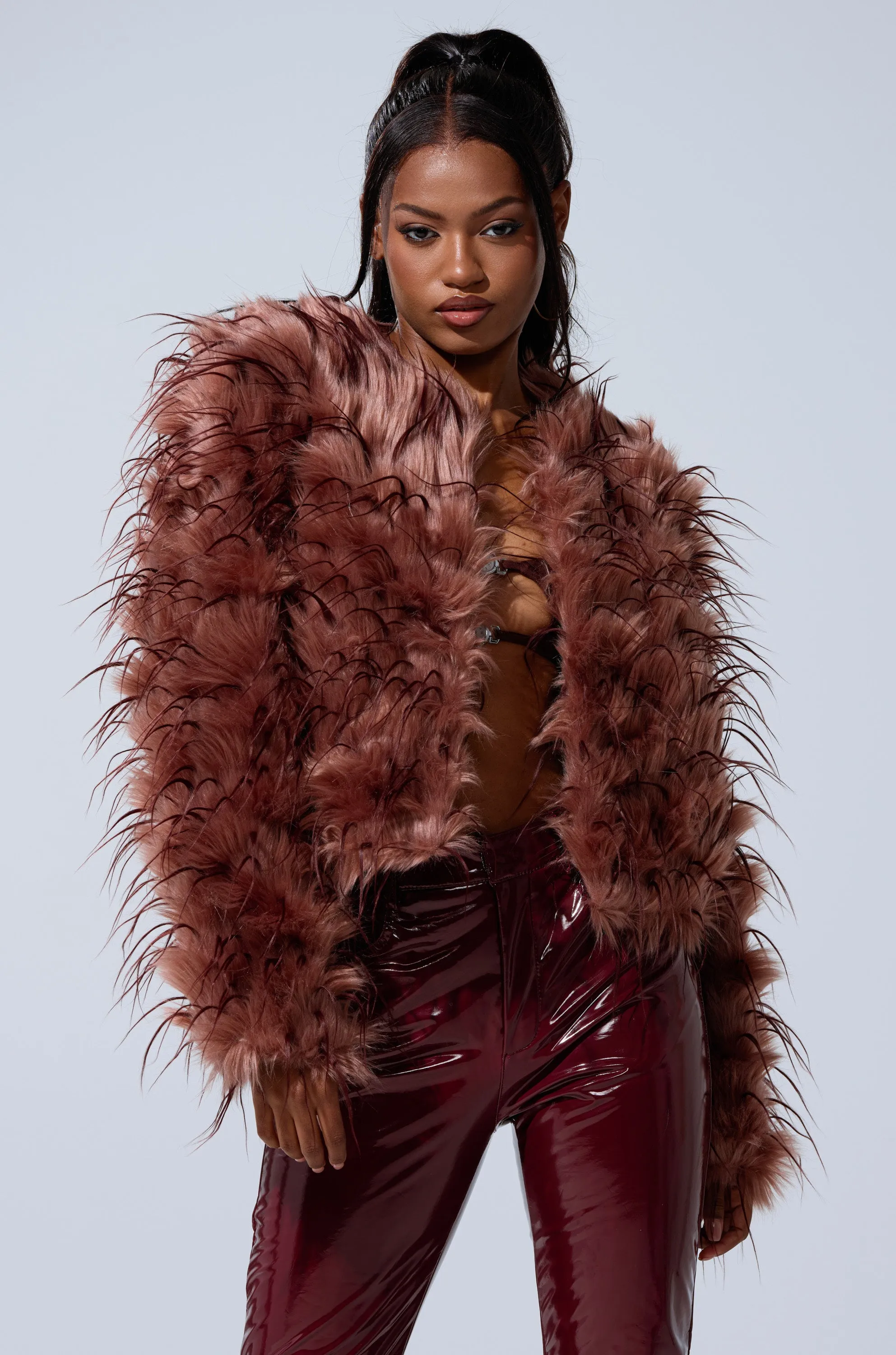 PIPER TEXTURED FAUX FUR COAT sold by AKIRA product image thumbnail 4