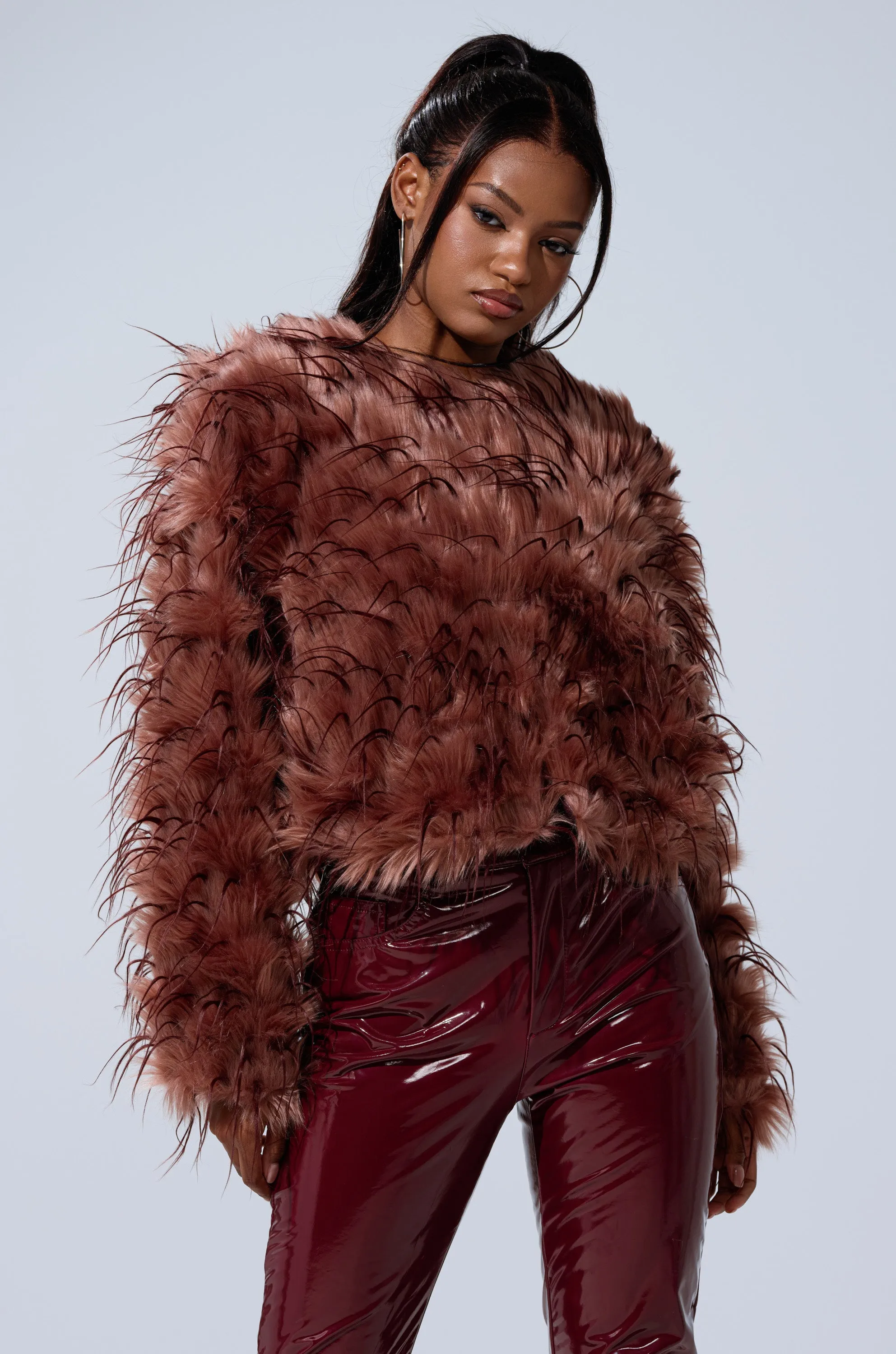 PIPER TEXTURED FAUX FUR COAT sold by AKIRA product image thumbnail 5