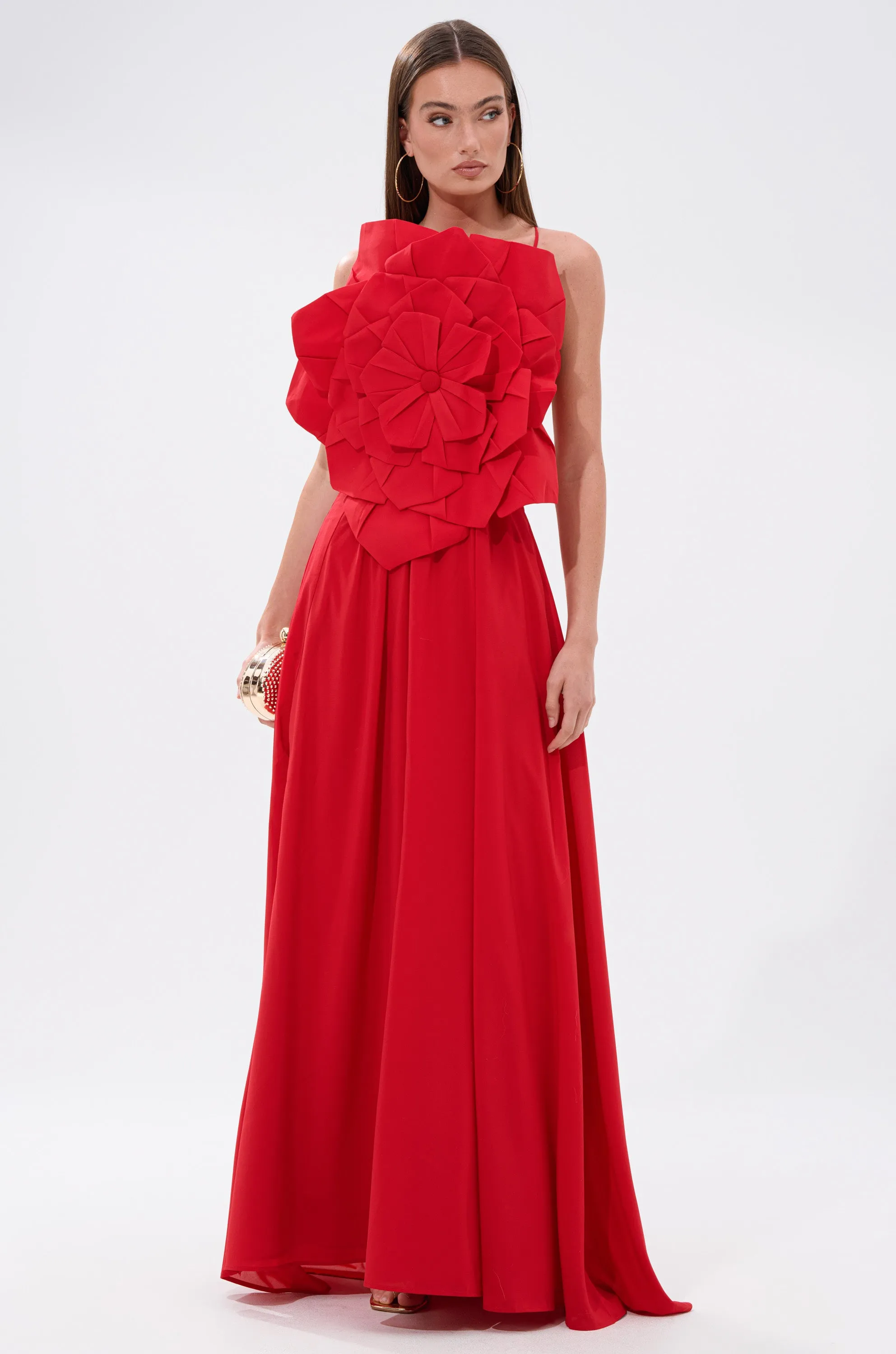 LANIE MAXI DRESS WITH FLOWER APPLIQUE sold by AKIRA