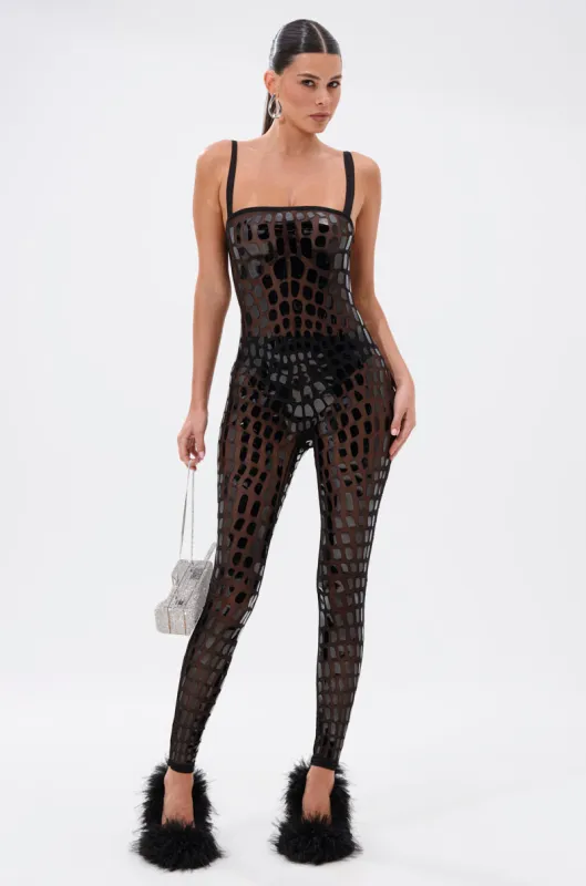 BLING BLOW MESH JUMPSUIT made by AKIRA