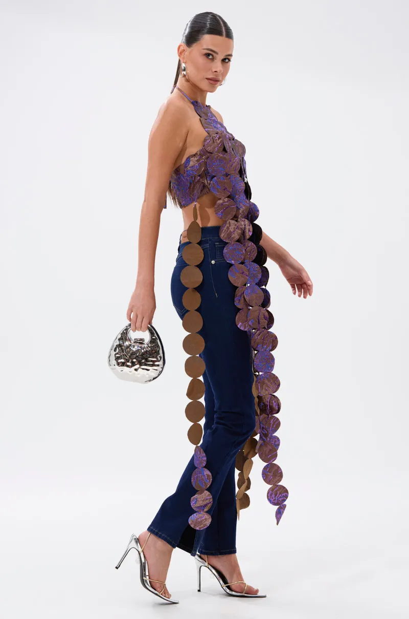 LIGHTS FLASHING BROCADE HALTER TIE NECK sold by AKIRA product image thumbnail 4