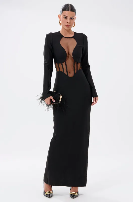 A NIGHT OUT BANDAGE MAXI DRESS sold by AKIRA