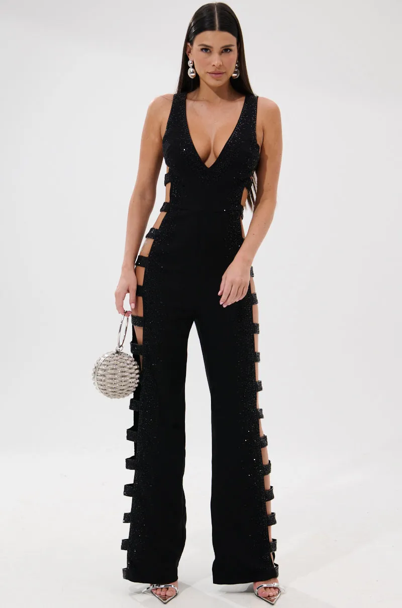 YOUR MAIN ONE CUTOUT JUMPSUIT WITH RHINESTONES sold by AKIRA product image thumbnail 2