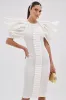 PURE JOY MIDI DRESS WITH DRAMATIC SLEEVE IN WHITE sold by AKIRA