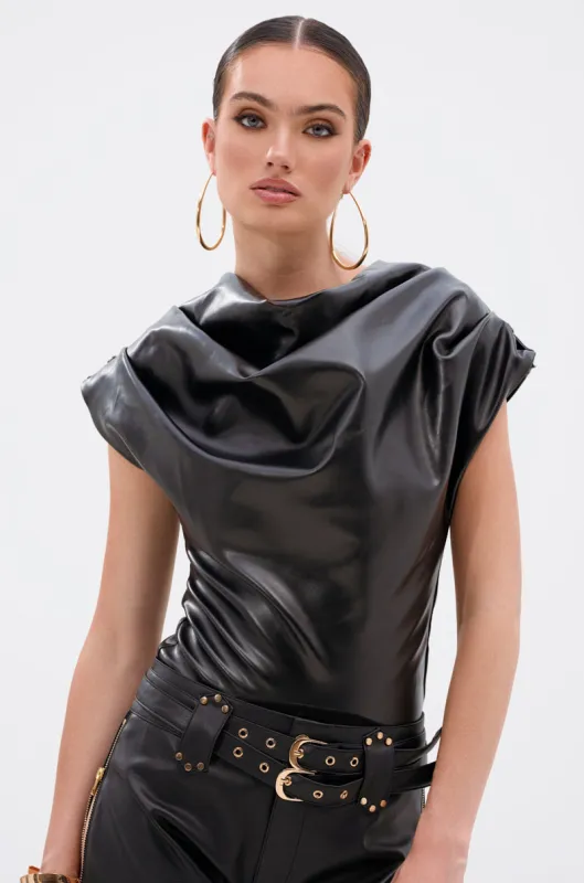 SHANNON FAUX LEATHER BODYSUIT sold by AKIRA