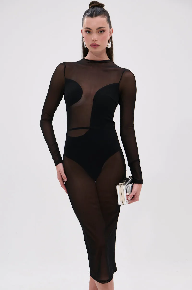 MINDING MY BUSINESS MESH MIDI DRESS sold by AKIRA