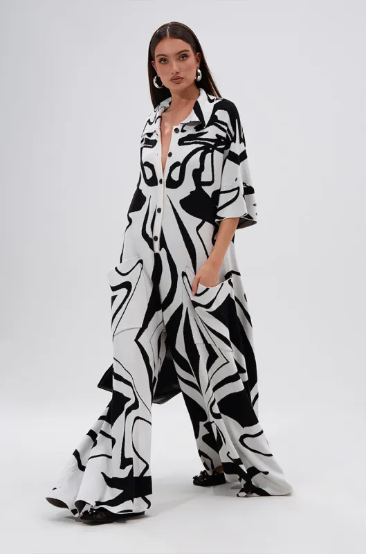 HAPPY HOUR PRINTED KNIT JUMPSUIT sold by AKIRA