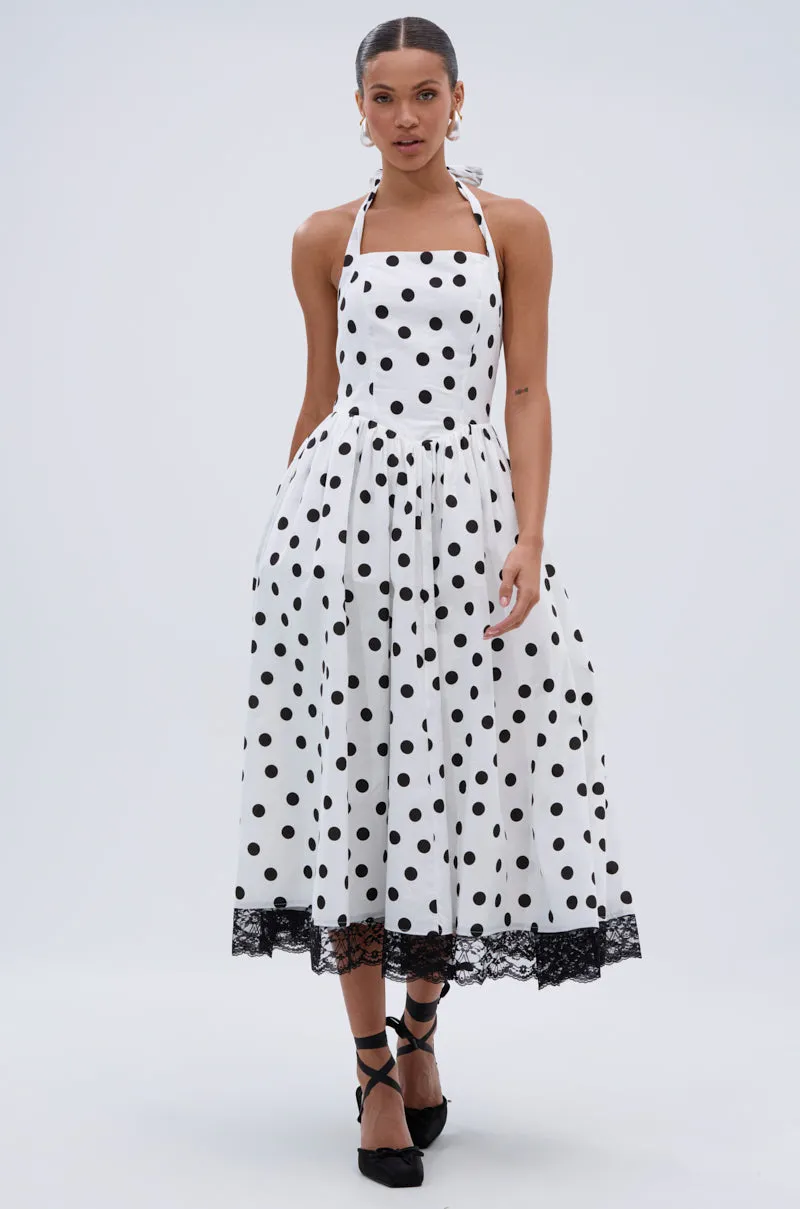 DOLLY POLKA DOT MIDI DRESS sold by AKIRA