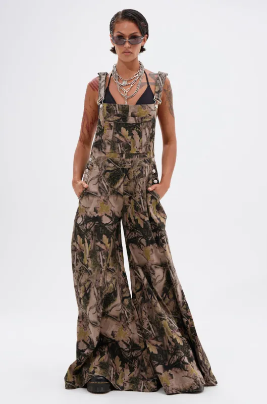 CARMINE CAMO OVERSIZED OVERALLS sold by AKIRA