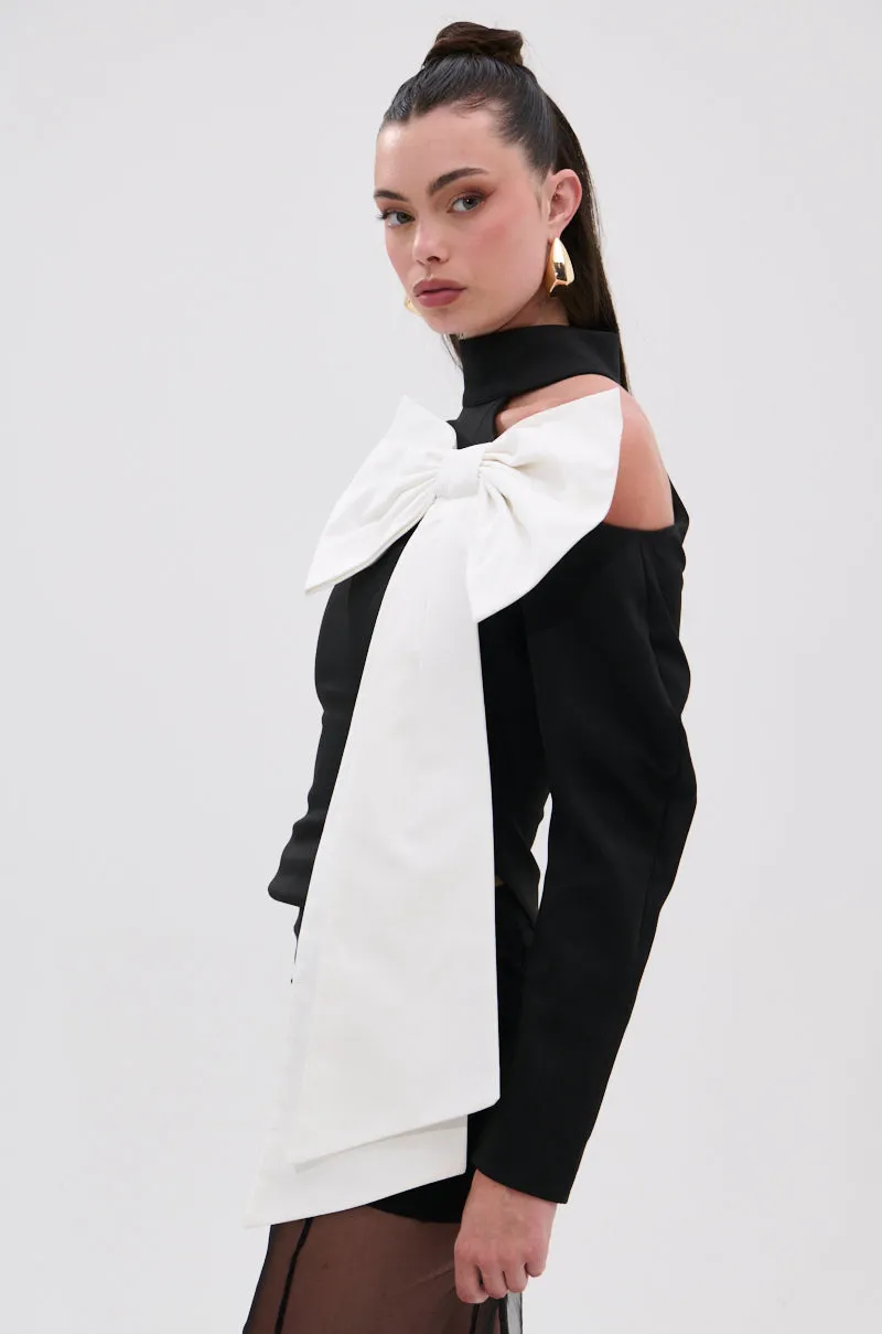 DAYANNE MOCK NECK BOW TOP sold by AKIRA product image thumbnail 3