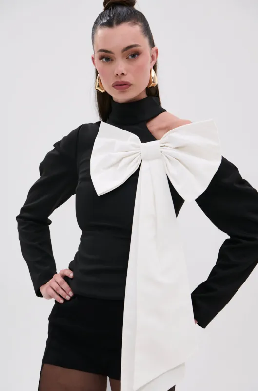 DAYANNE MOCK NECK BOW TOP sold by AKIRA
