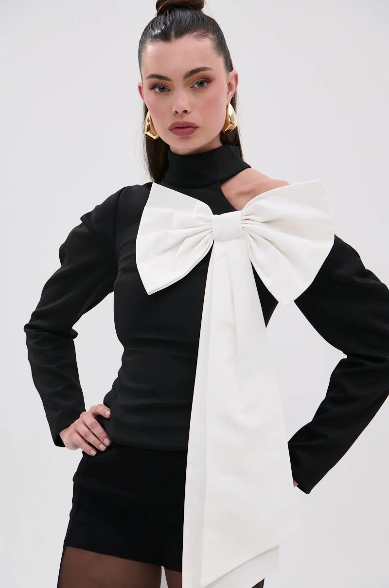 DAYANNE MOCK NECK BOW TOP sold by AKIRA