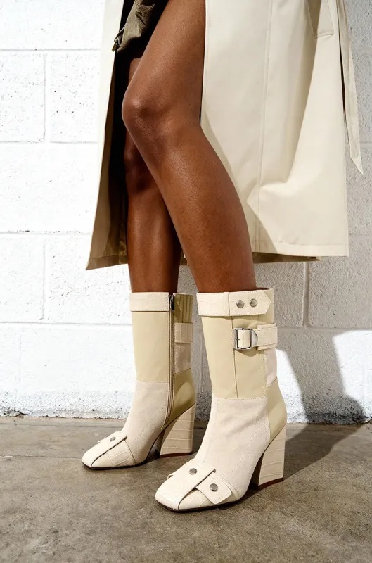 AZALEA WANG ALLONA BONE CHUNKY SQUARE TOE BOOT sold by AKIRA