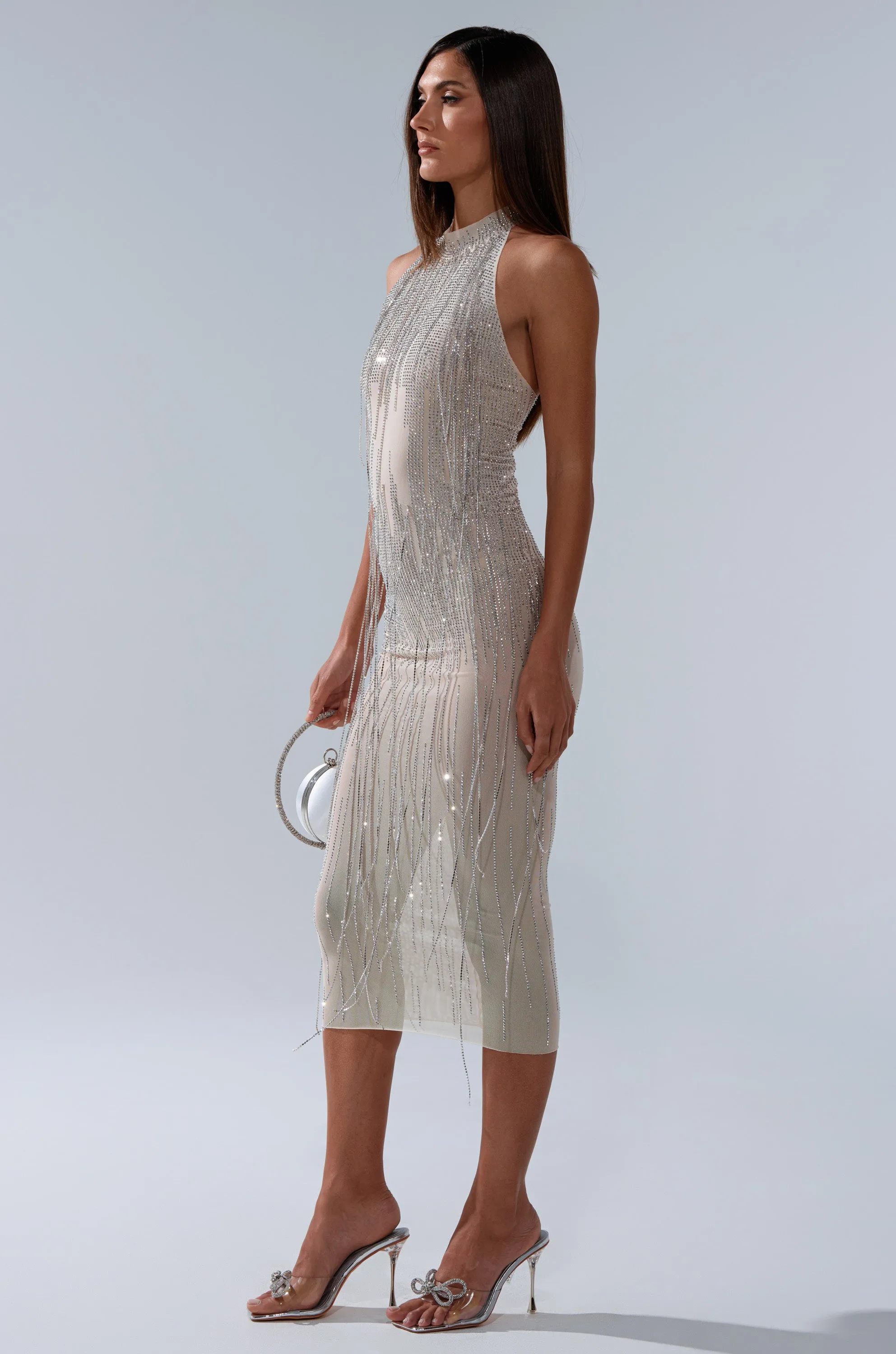 KEKE MIDI DRESS WITH RHINESTONE FRINGE sold by AKIRA product image thumbnail 5