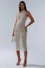 KEKE MIDI DRESS WITH RHINESTONE FRINGE sold by AKIRA