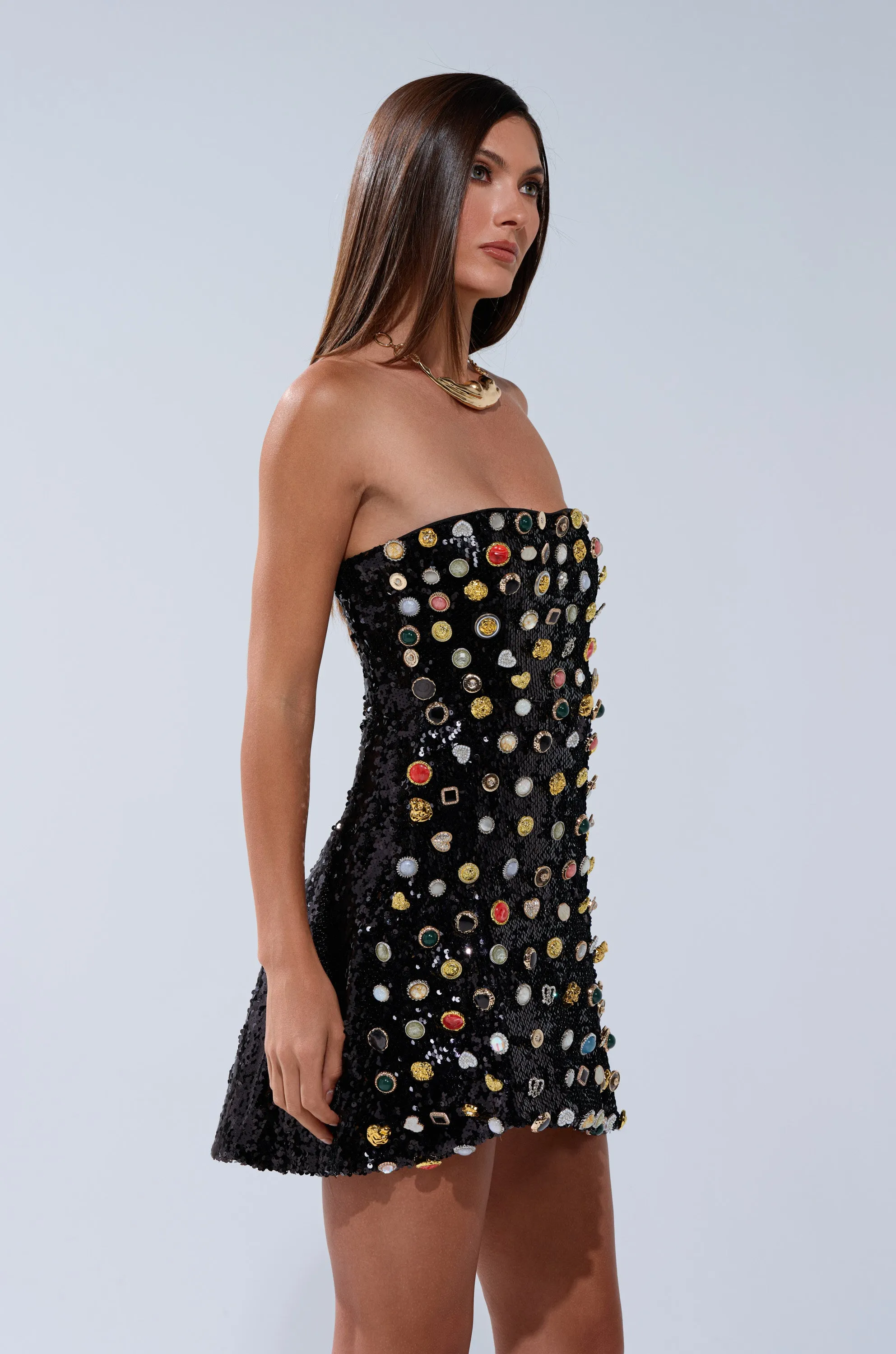 NEVER NONCHALANT BUTTON MINI DRESS sold by AKIRA product image thumbnail 5