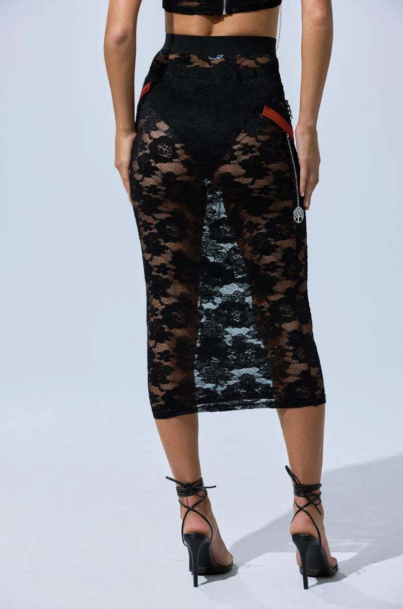 OMG LACE MAXI SKIRT WITH EMBELLISHMENTS sold by AKIRA product image thumbnail 5