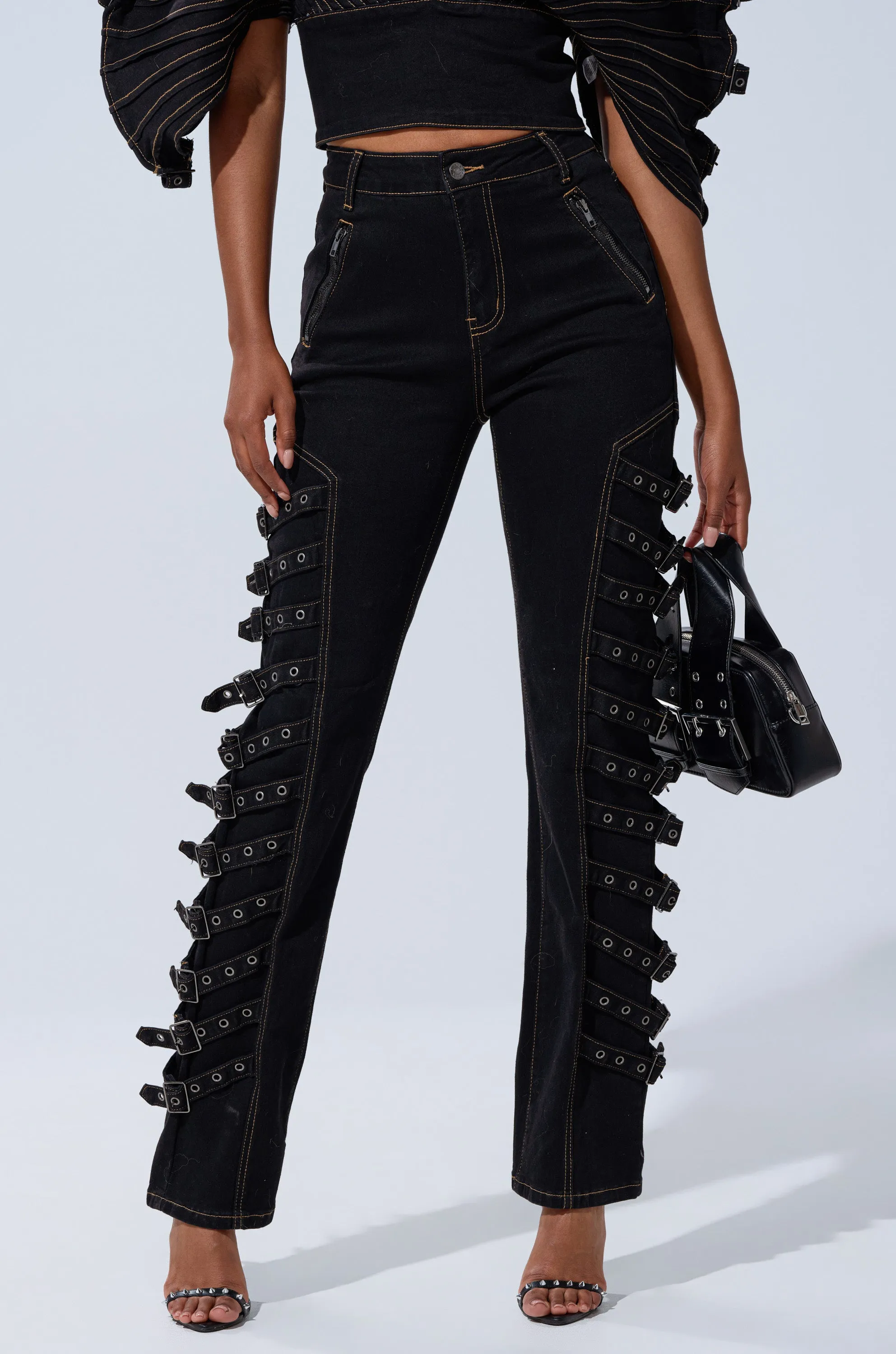 BUCKLE UP SKINNY DENIM PANT sold by AKIRA product image thumbnail 2