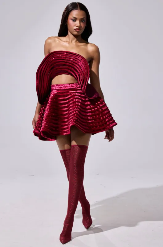 STAR OF THE SHOW VELVET MINI SKIRT sold by AKIRA