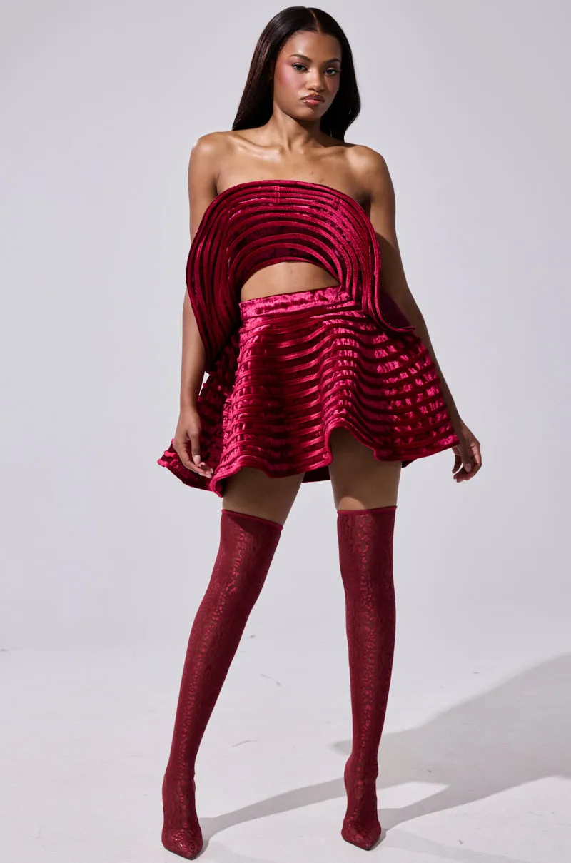 STAR OF THE SHOW VELVET MINI SKIRT sold by AKIRA product image thumbnail 5