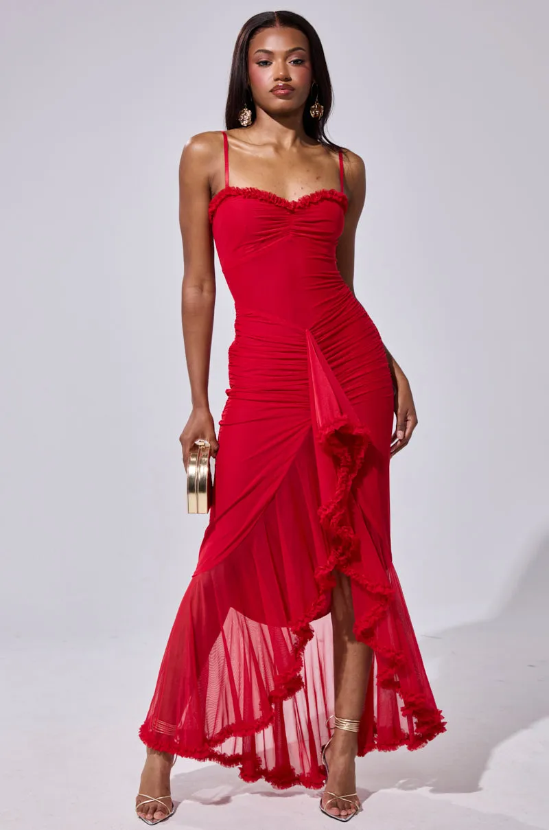 TATI RUFFLE MAXI DRESS IN RED sold by AKIRA product image thumbnail 3