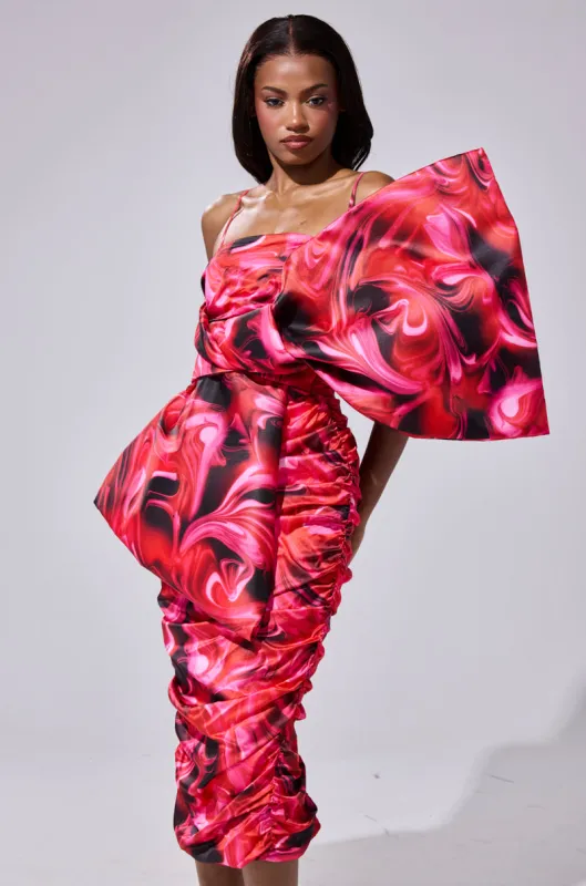 ONE OF ONE BOW MIDI DRESS sold by AKIRA