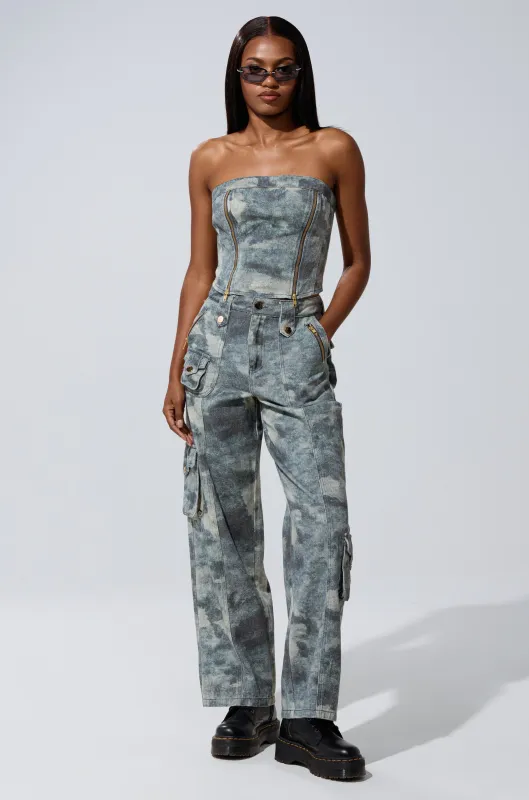 STEPH CAMO DENIM RELAXED PANT sold by AKIRA