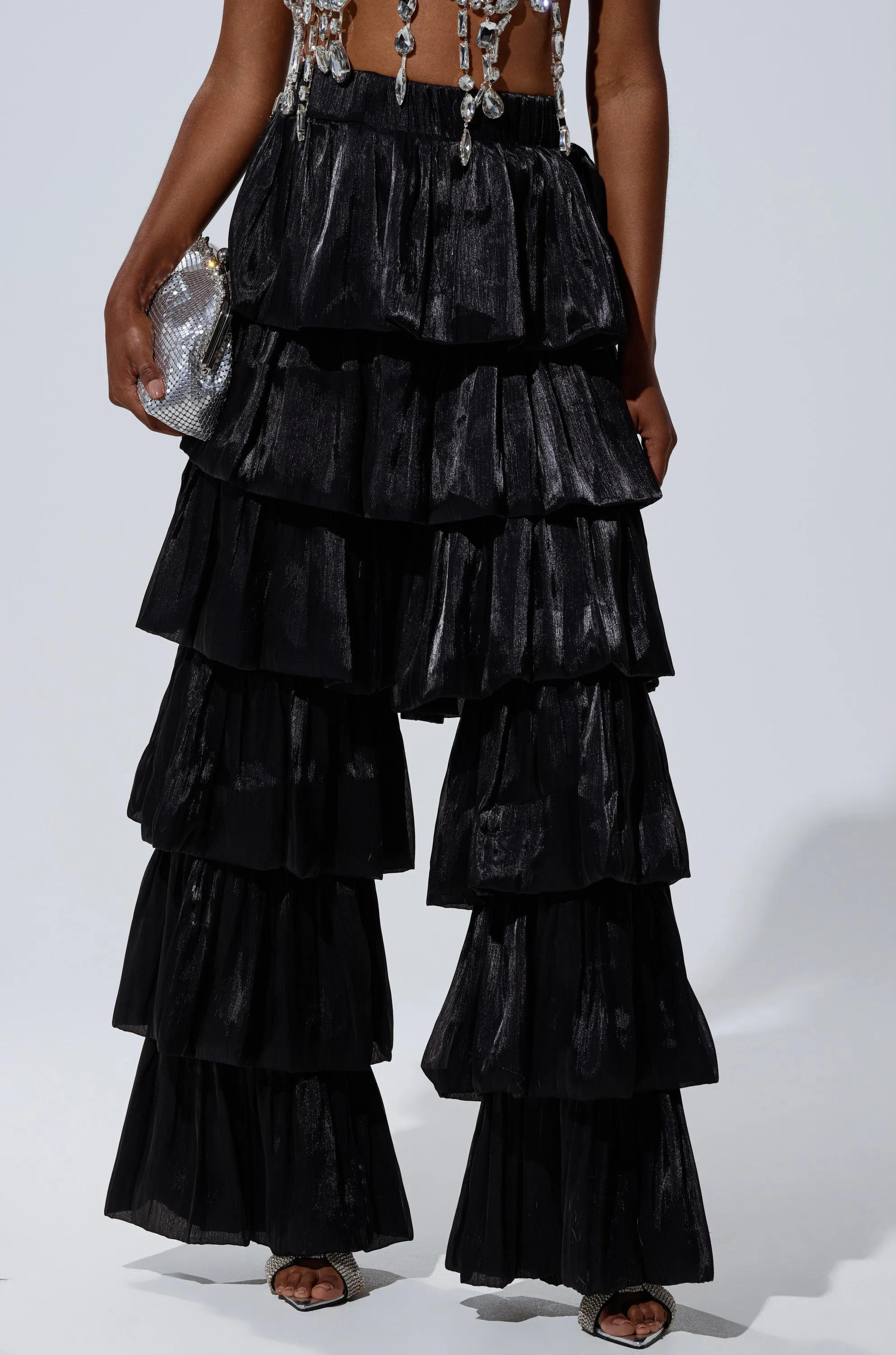 STAR OF THE NIGHT FLOUNCY PANT IN BLACK sold by AKIRA