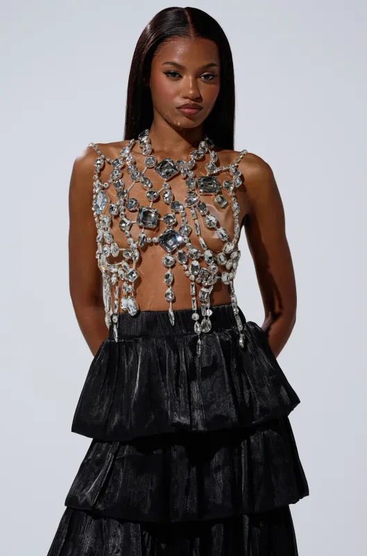 GOTTA LET IT GO RHINESTONE BRALETTE sold by AKIRA