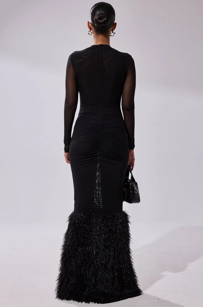 RUNAWAY BRIDE MESH FUR MAXI DRESS sold by AKIRA product image thumbnail 3