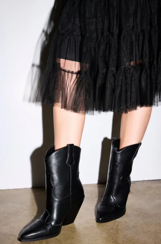 AZALEA WANG BRIGGITA BLACK WESTERN COWBOY BOOTIE sold by AKIRA