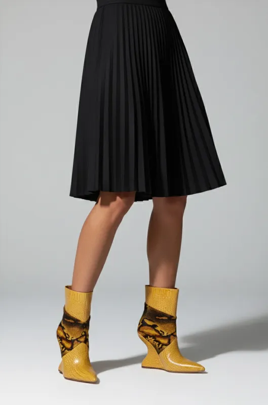 AZALEA WANG ARTOUL YELLOW COLOR BLOCKED YELLOW WEDGE BOOTIE sold by AKIRA