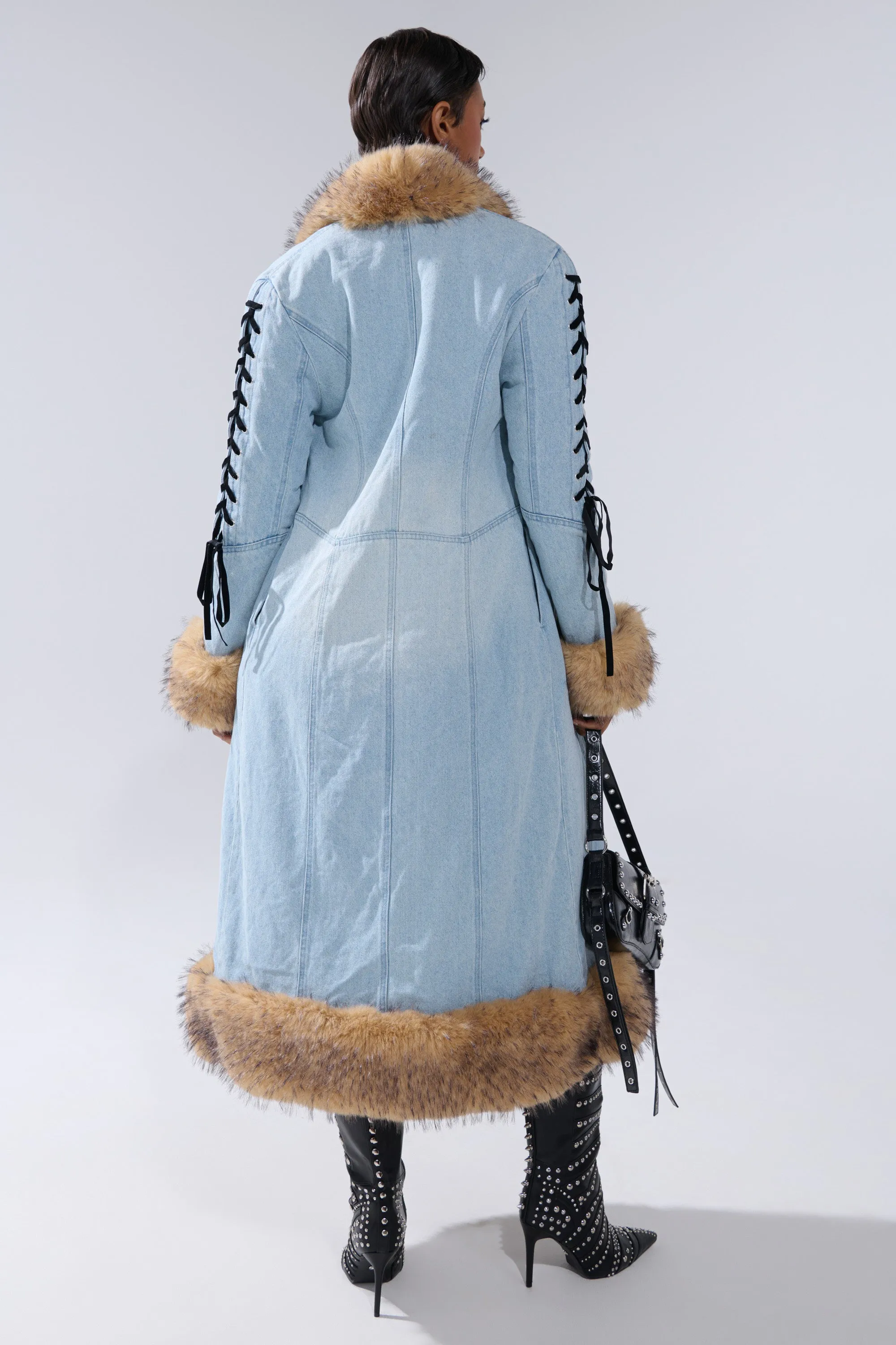 ERYKAH FUR TRIM DENIM TRENCH sold by AKIRA product image thumbnail 5