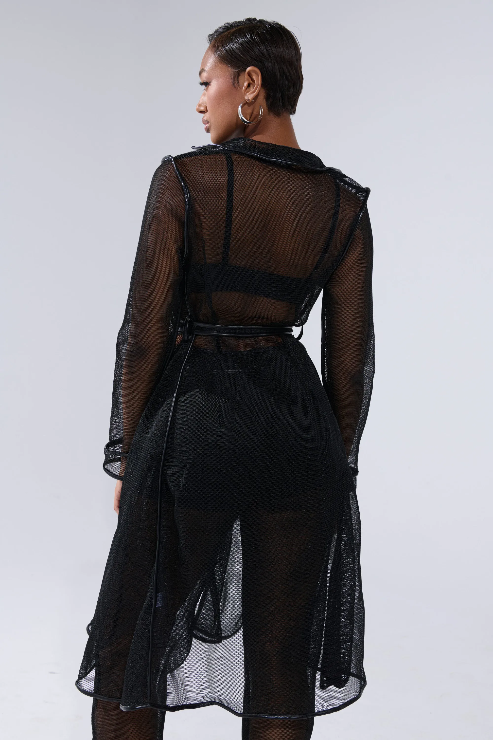 ONE TO WATCH MESH TRENCH IN BLACK sold by AKIRA product image thumbnail 4