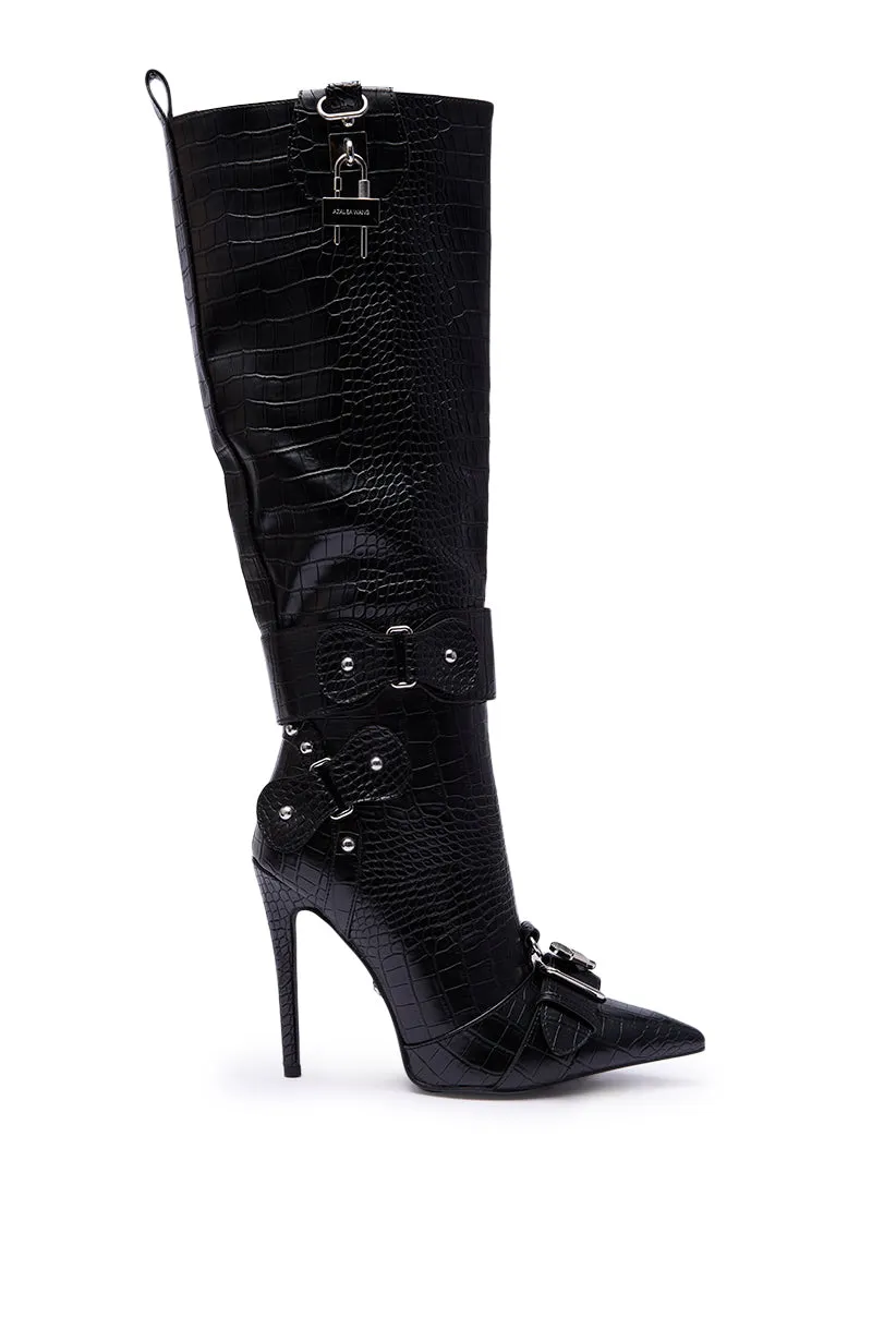 AZALEA WANG LAPIS BLACK SNAKE STILETTO BOOT sold by AKIRA product image thumbnail 5