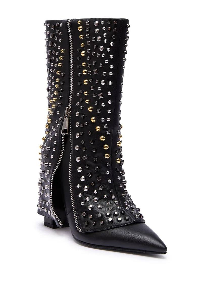 AZALEA WANG HENZI BLACK HARDWARE EMBELLISHED CHUNKY FOLD OVER BOOTIE sold by AKIRA product image thumbnail 5