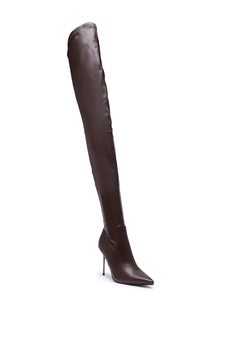 AZALEA WANG MILANDRA CHOCOLATE THIGH HIGH SEXY BOOT sold by AKIRA product image thumbnail 5