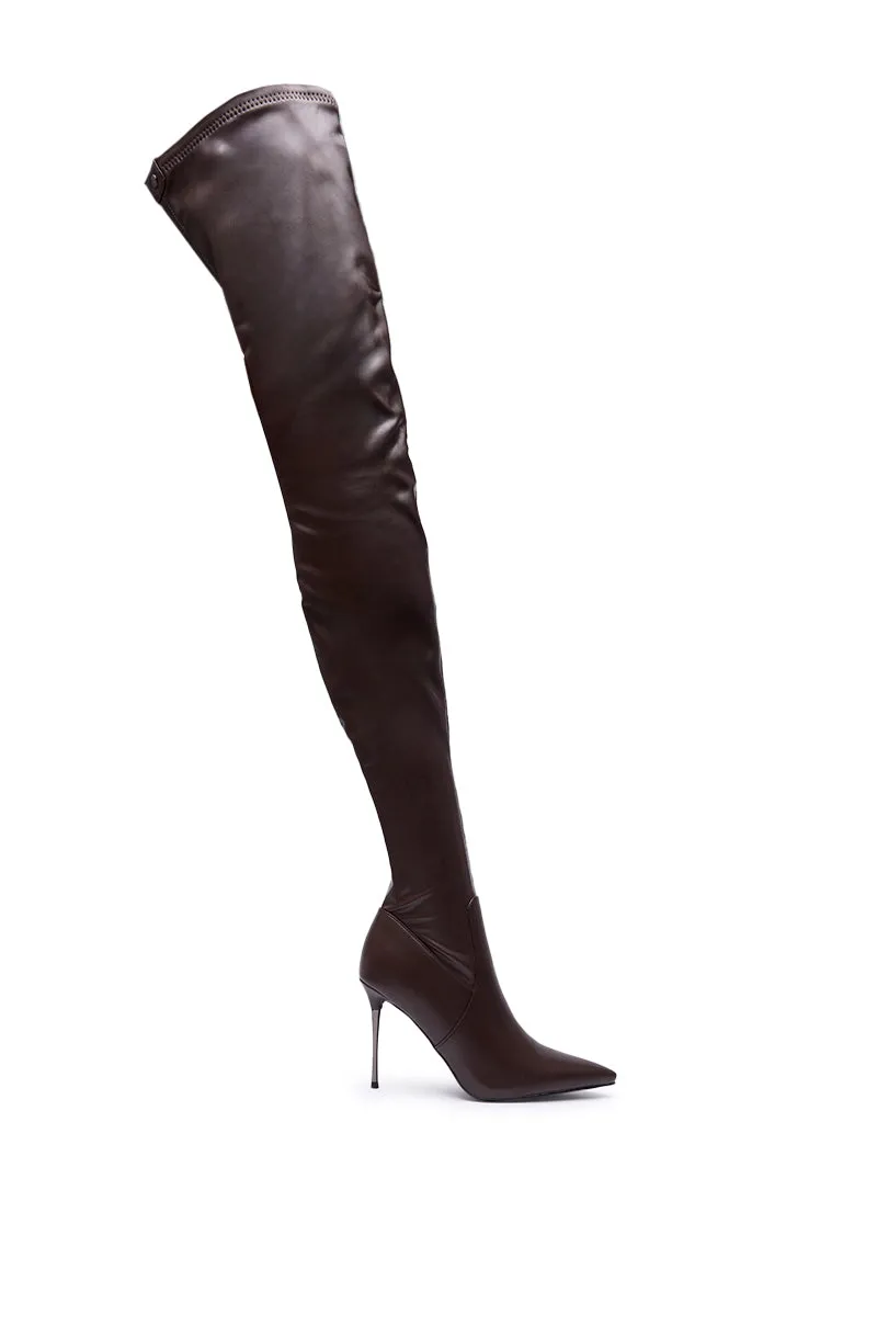 AZALEA WANG MILANDRA CHOCOLATE THIGH HIGH SEXY BOOT sold by AKIRA product image thumbnail 4