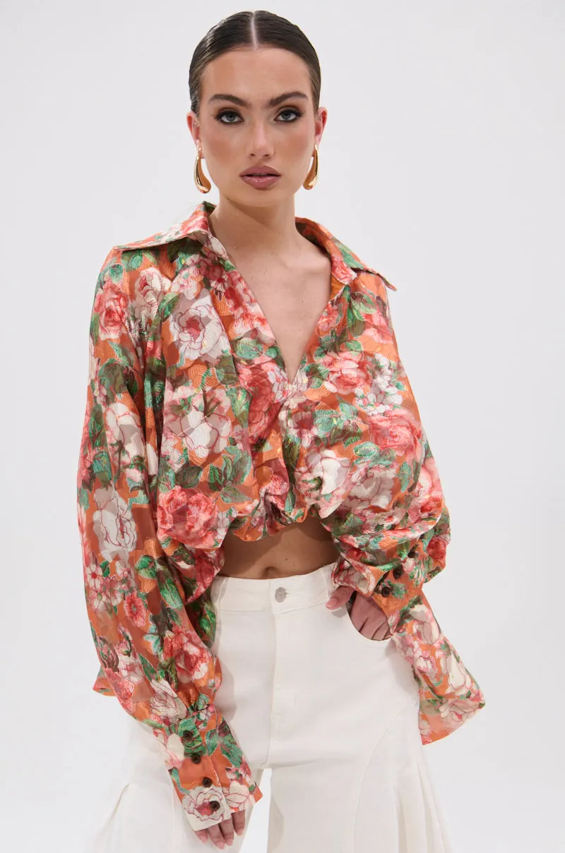 SUNSHINE FLORAL HIGH LOW BLOUSE sold by AKIRA product image thumbnail 2