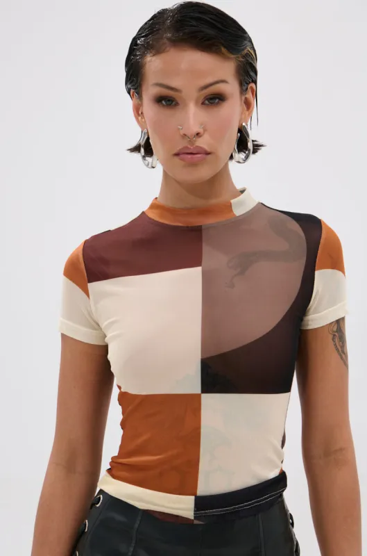 SYMBOLISM MESH SHORT SLEEVE TEE sold by AKIRA
