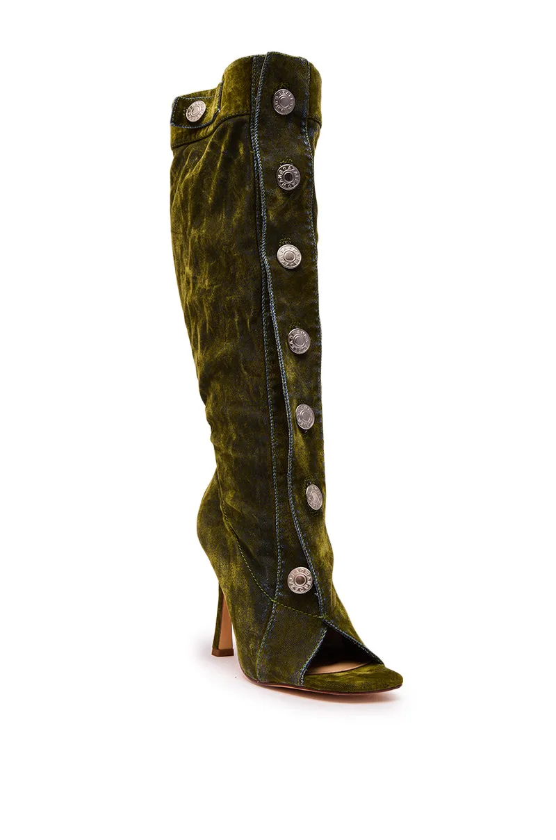 AZALEA WANG KAZUKI OLIVE SLOUCHY DENIM BOOT sold by AKIRA product image thumbnail 5