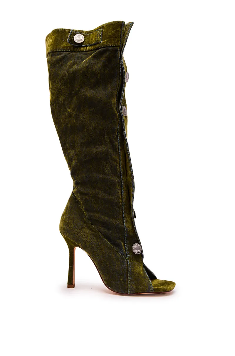 AZALEA WANG KAZUKI OLIVE SLOUCHY DENIM BOOT sold by AKIRA product image thumbnail 4