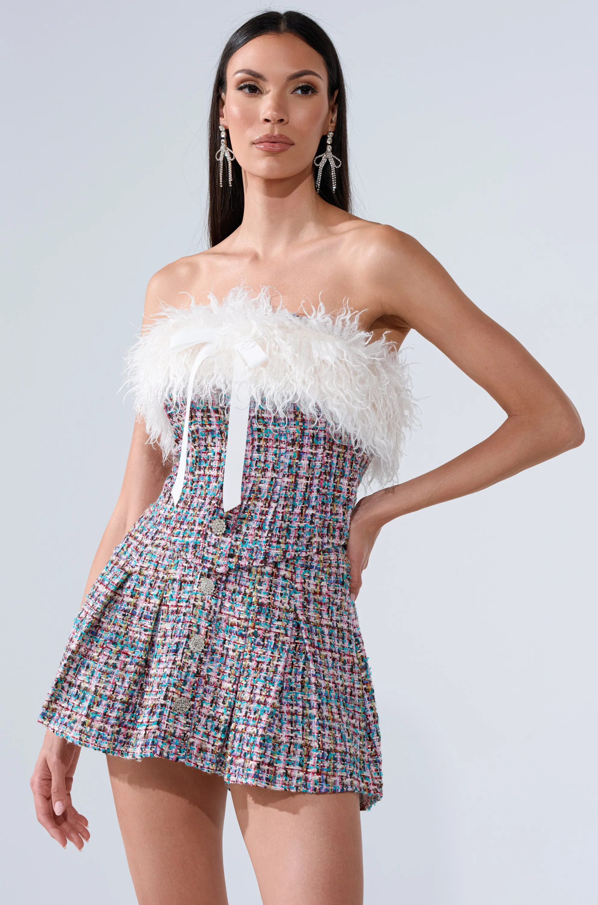 FUR TRIM TWEED CORSET sold by AKIRA product image thumbnail 2