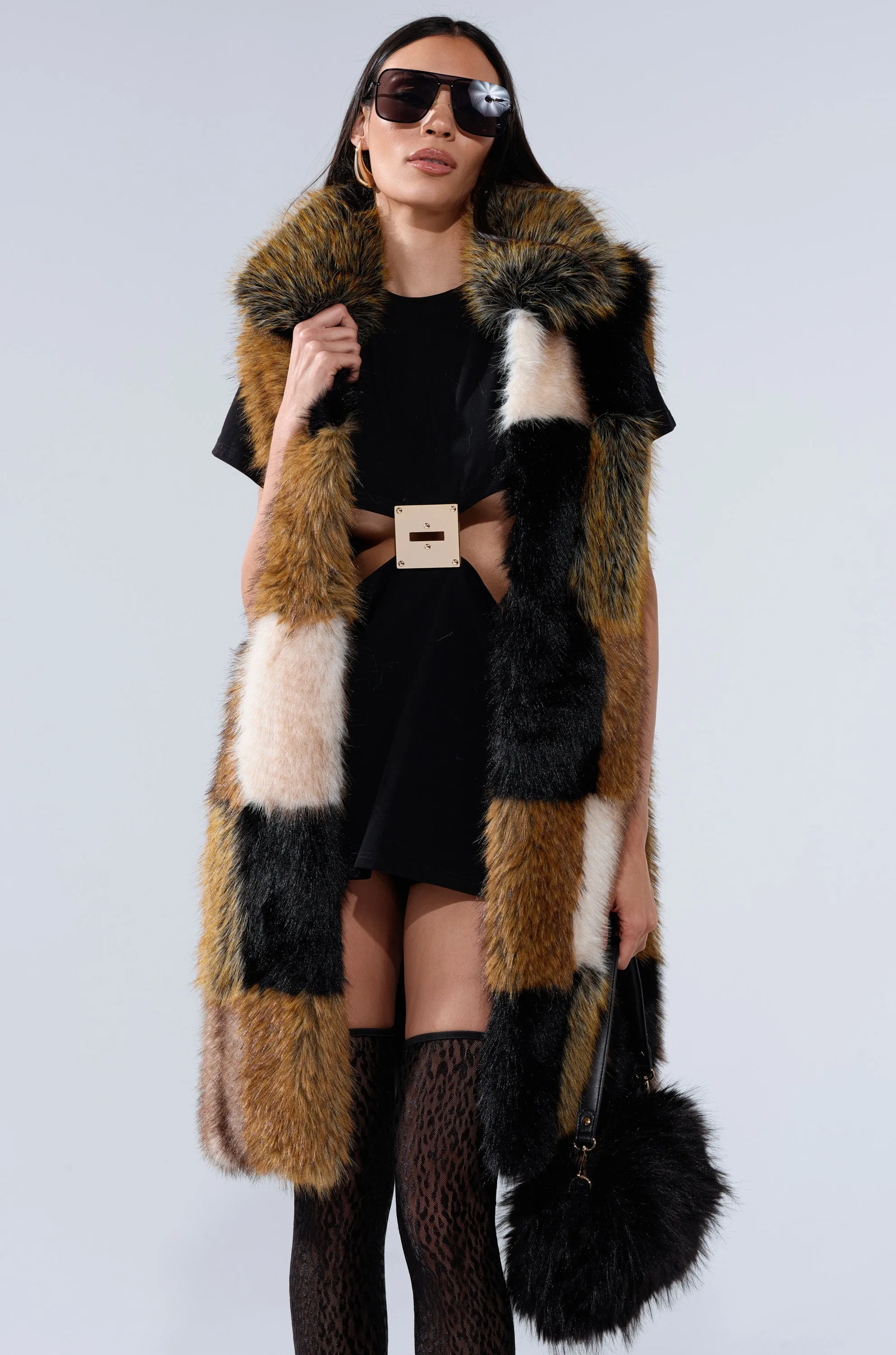 CHECKMATE FAUX FUR VEST sold by AKIRA product image thumbnail 3