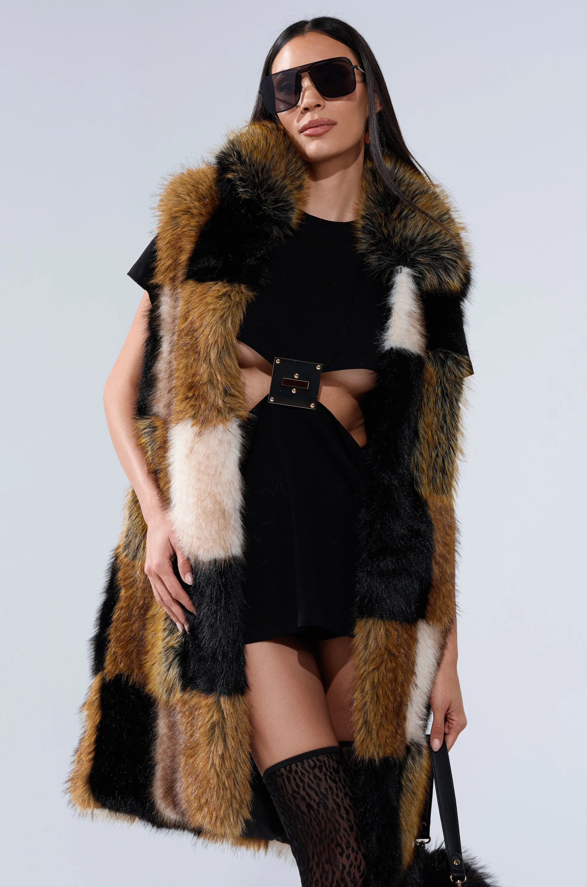 CHECKMATE FAUX FUR VEST sold by AKIRA product image thumbnail 2